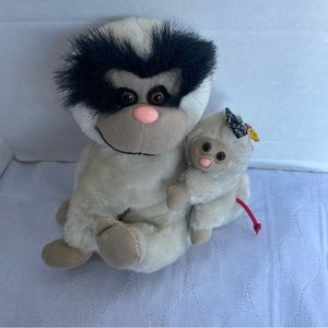 Fable Vintage plush mama monkey & baby 8”